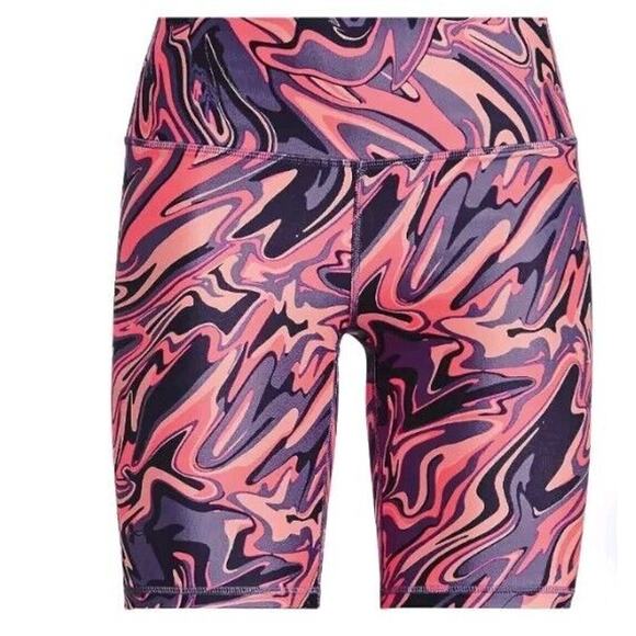 Under Armour Women's High Rise Bike Shorts Cycling XS Posh Pink Compression NWT - Picture 1 of 8